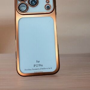 Rose Gold Trim White Back iPhone 17 Pro Case